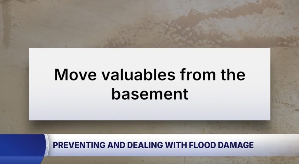 move valuables off the basement floor after water damage and flooding