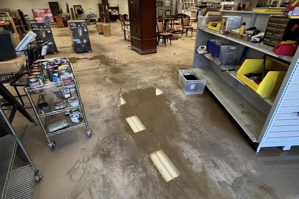 flood damage that sat a couple days at the restore before paul davis came in to help